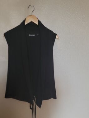 New York & Company Black Sleeveless Draped Tie-Front Camisole
